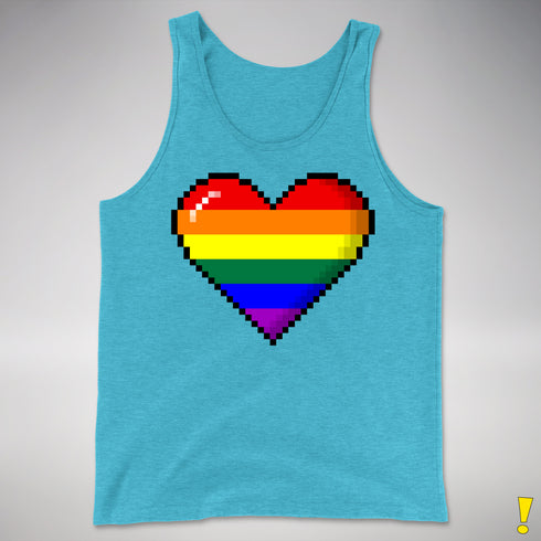 LGBTQ Pride8-Bit Pixel Heart Premium Tank Top - Aqua Triblend